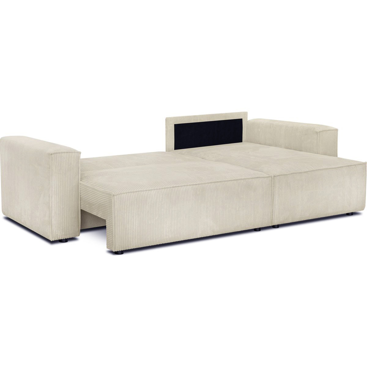 Canapé d'angle convertible 4 places en velours côtelé - LIVIA beige, HOMIFAB