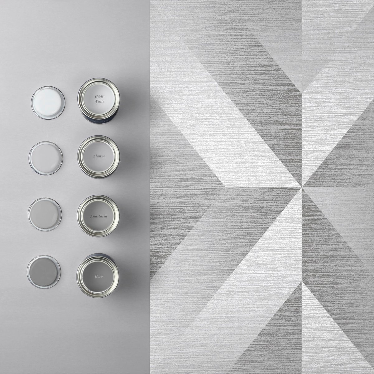 Papier peint Atelier Geo Slate argent, GRAHAM ET BROWN