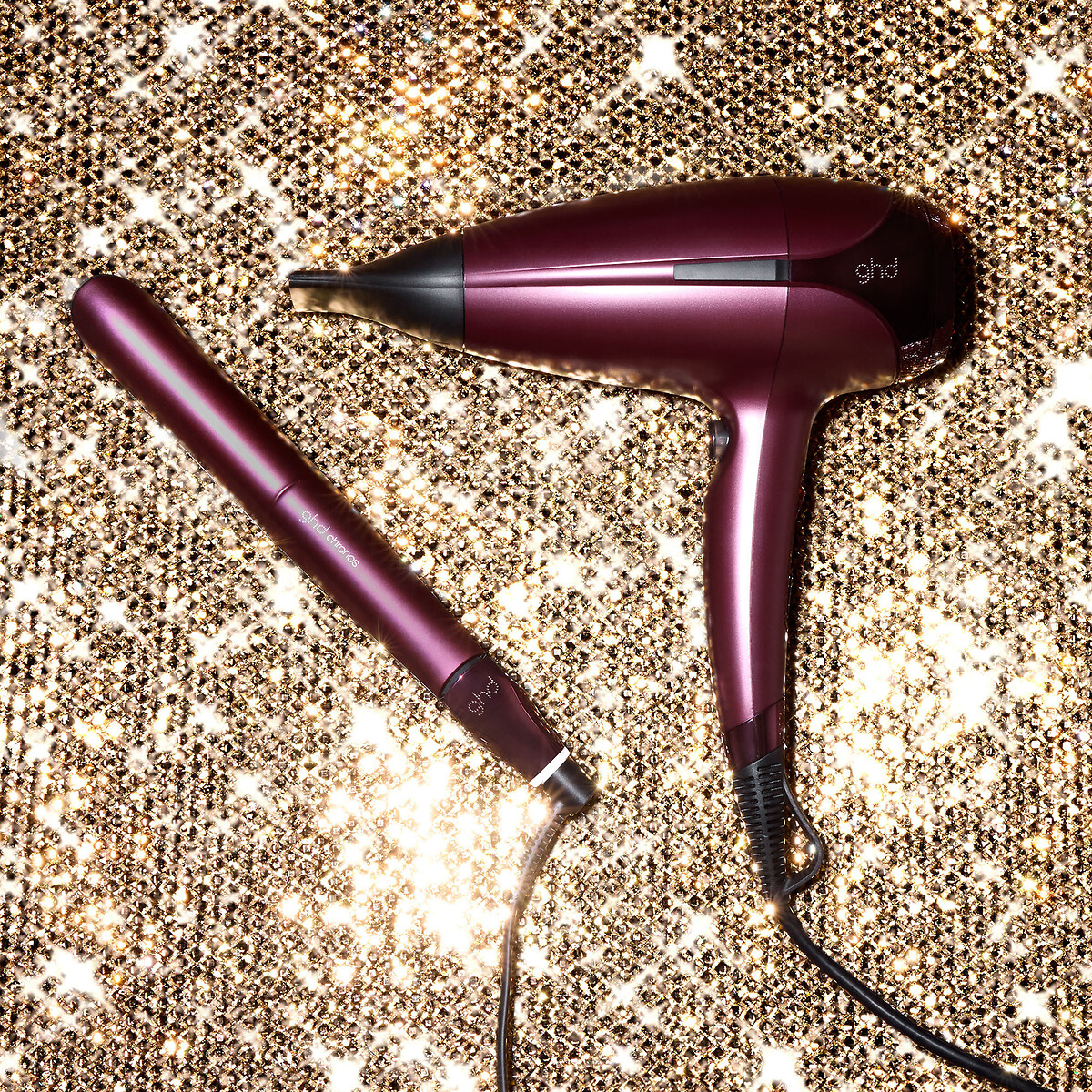 Coffret Lisseur Chronos et Sèche-Cheveux Helios rouge cherry, GHD