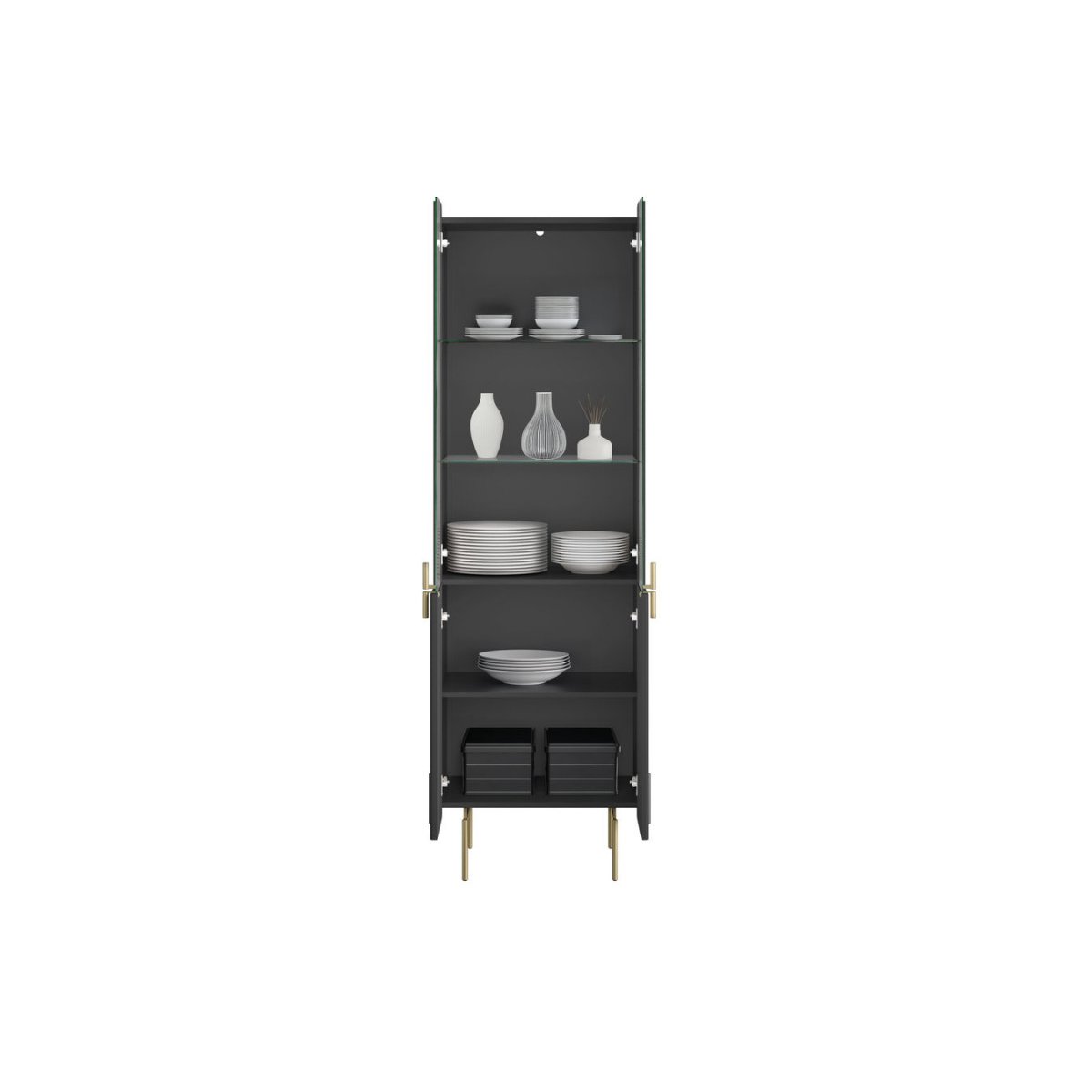 Vitrine 60 cm 2 portes, MATHILDE noir, BOBOCHIC