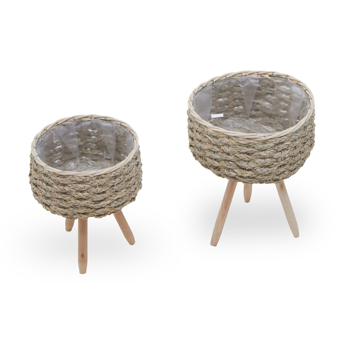 Set of 2 Natural Basket Planters natural, ÉDITÉ