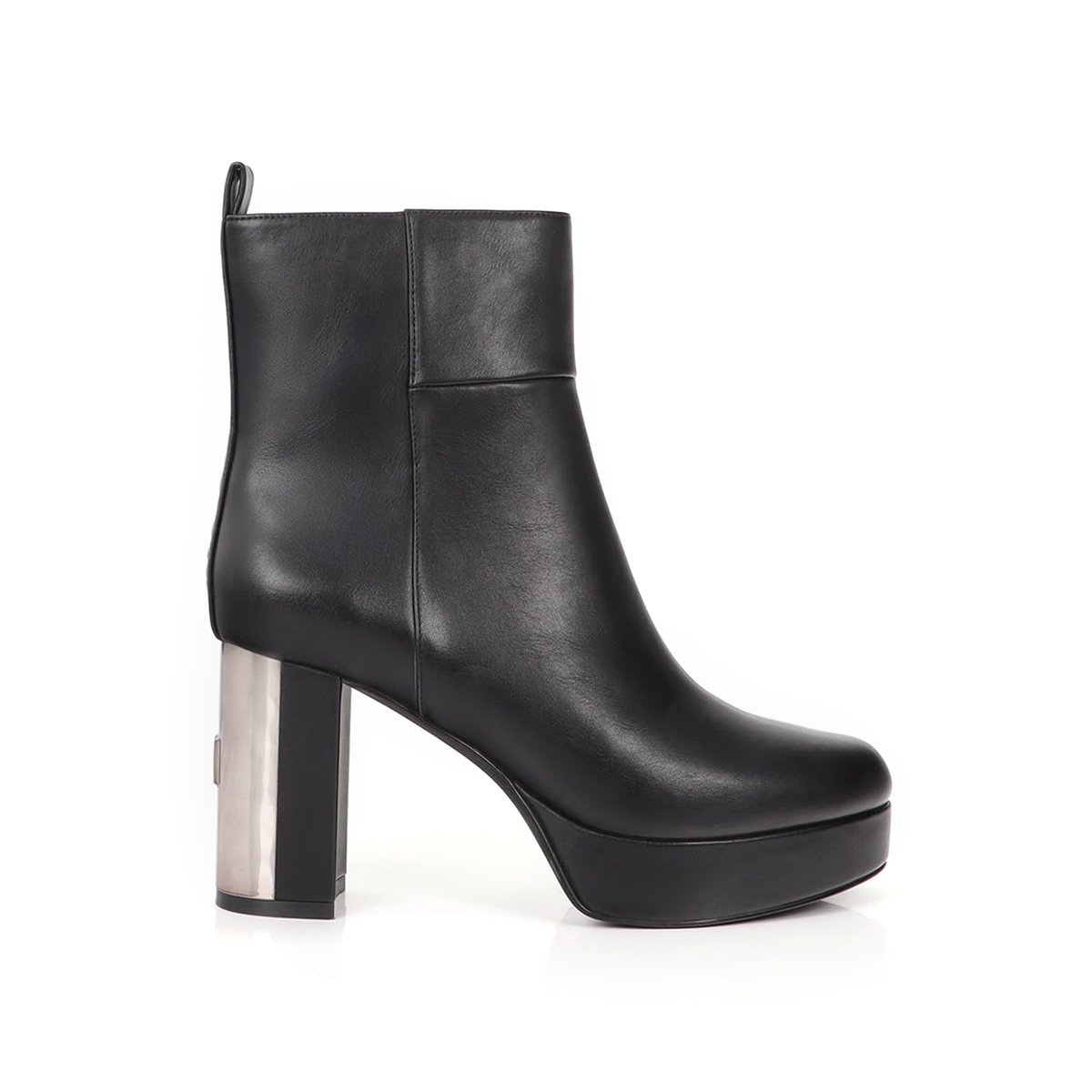 Bottines à plateforme et talon bloc métallique noir, LOLA CASADEMUNT
