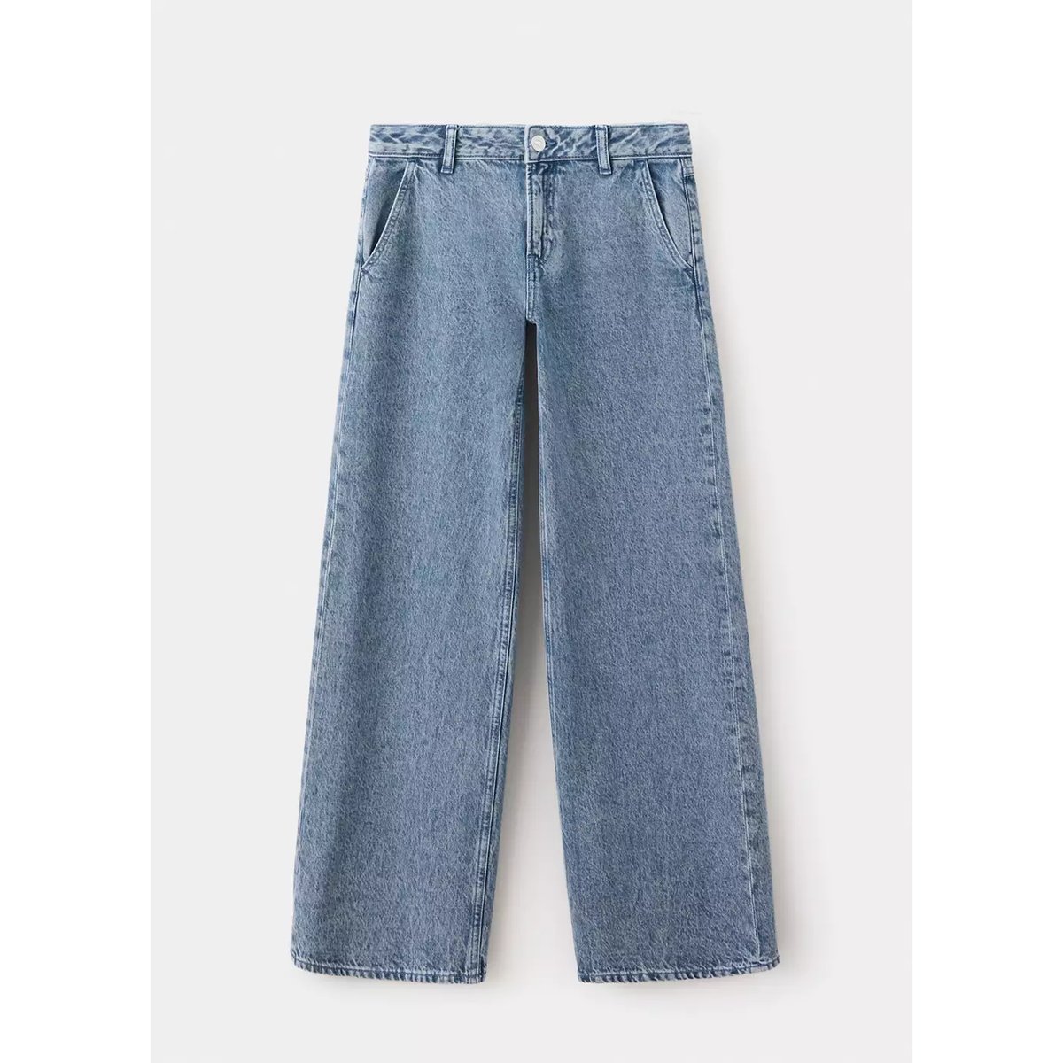 Jean droit taille basse bleu moyen, MANGO TEEN