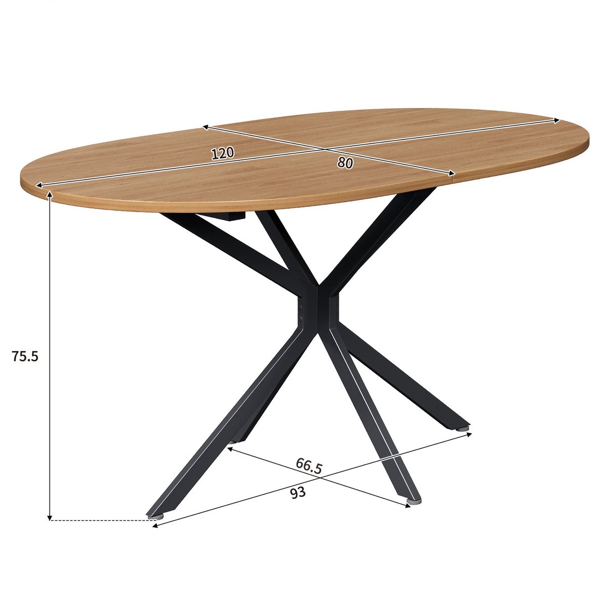Table à manger ovale 4 à 6 personnes style industriel, LONDON imitation chêne, MEUBLES COSY