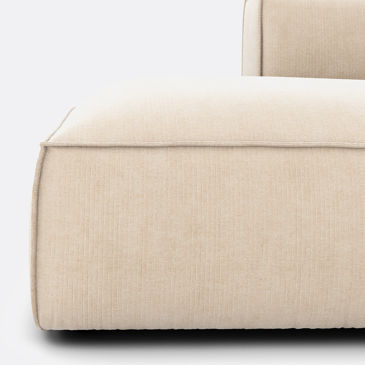 Canapé modulable d'angle droit, en velours côtelé vintage, SEVEN ecru, LA REDOUTE INTERIEURS
