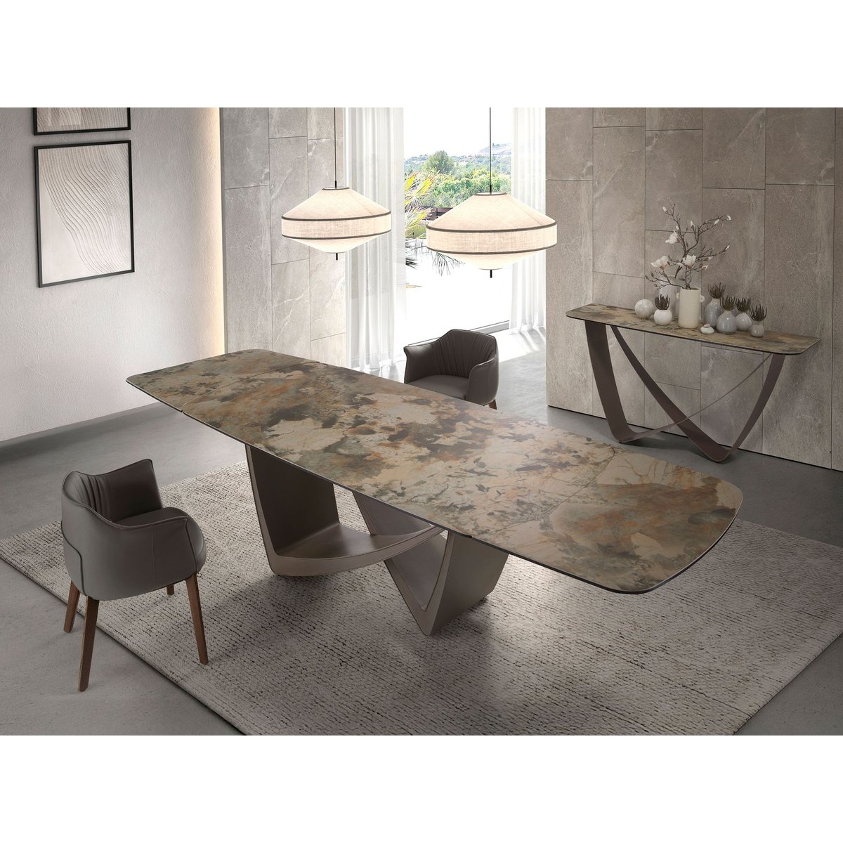 Chaise en simili cuir grise gris | noyer, ANGEL CERDA