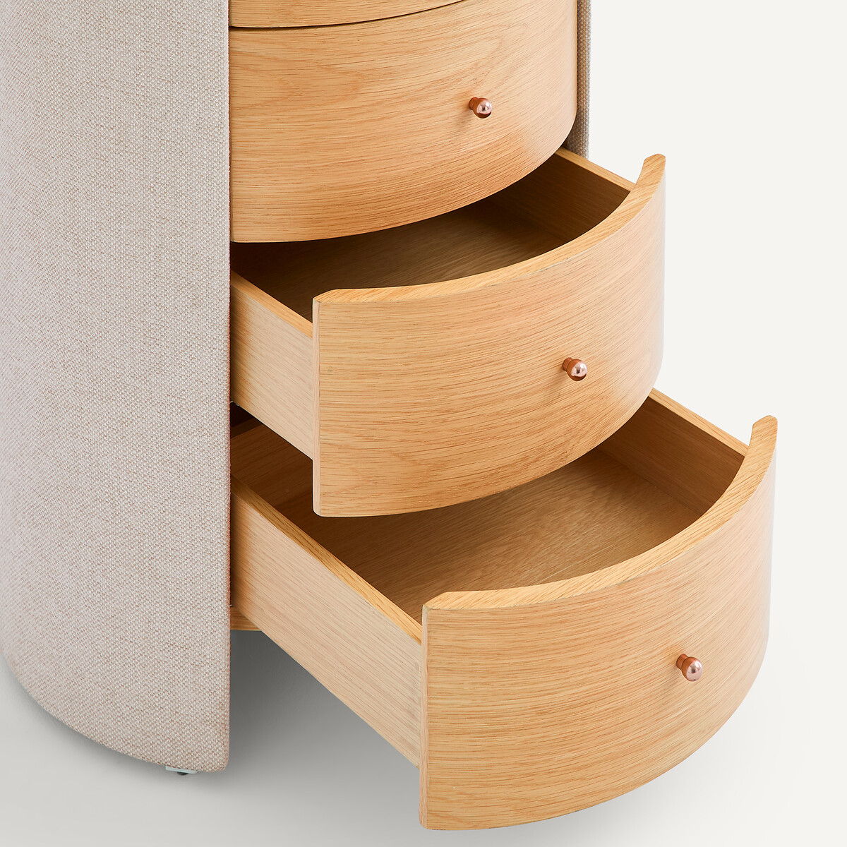 Commode chevet, en plaqué chêne et tissu texturé, FIRMO chêne naturel, AM.PM