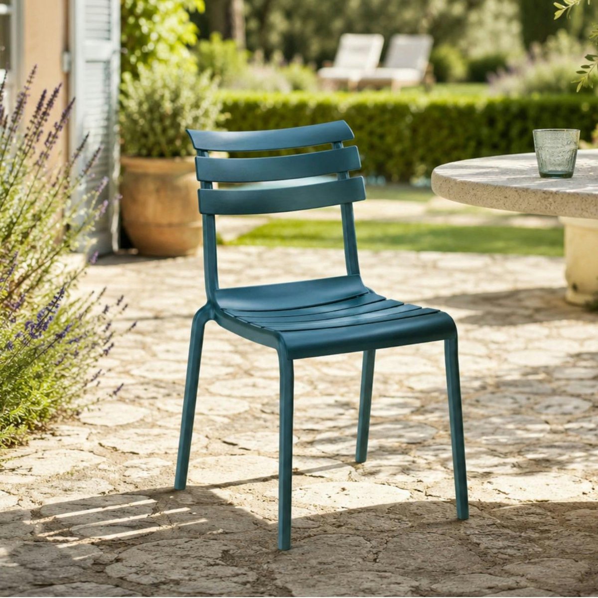 Chaise de jardin en plastique (lot de 2) LUGANO bleu, PIER IMPORT
