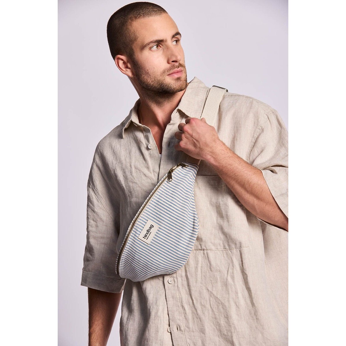 Marsupio a righe, OLIVIA blu rigato, HINDBAG