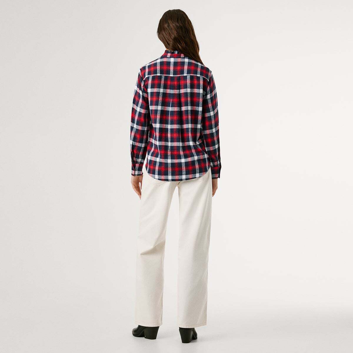 Blouse À Col Mao À Carreaux rouge, PEPE JEANS