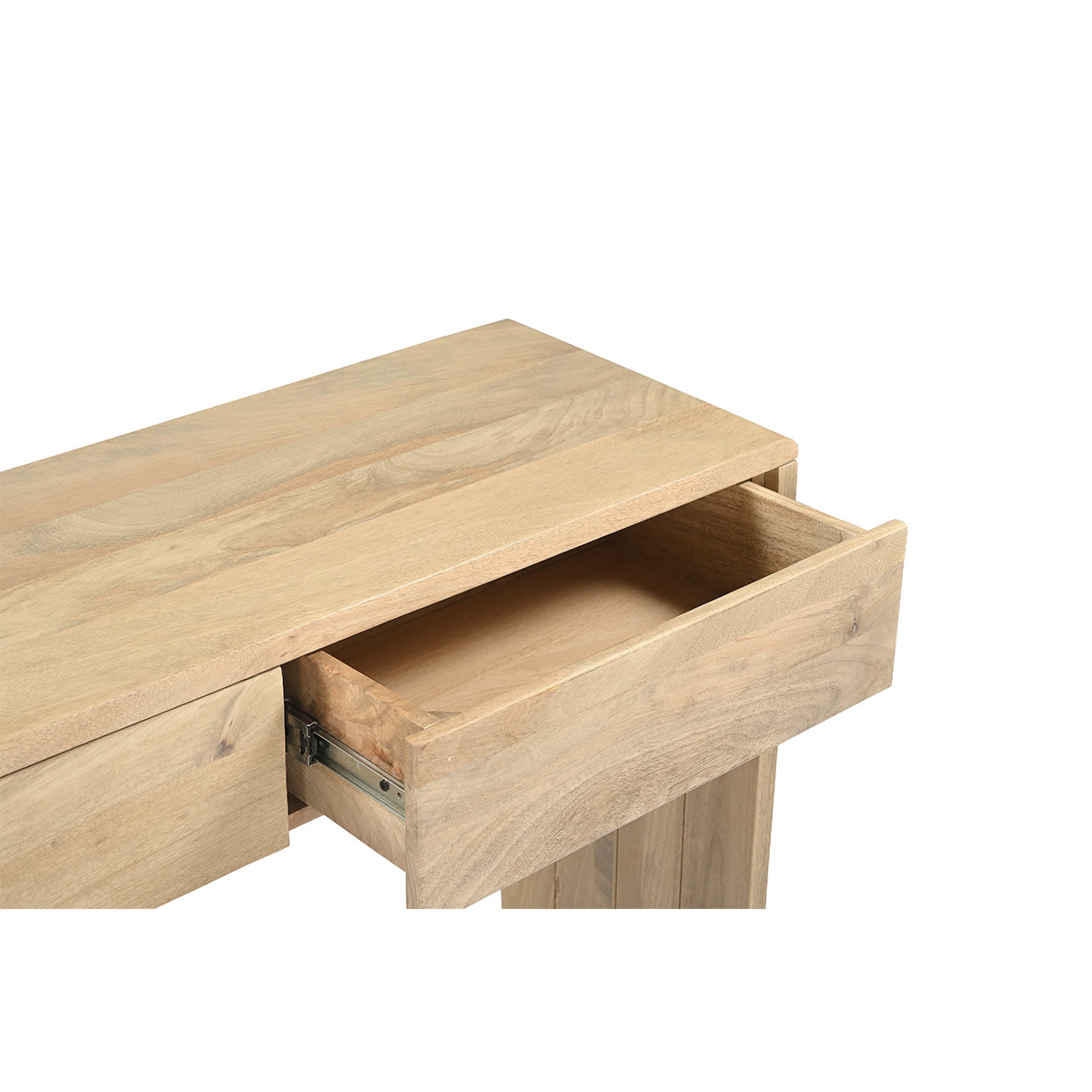 Console avec rangements en bois clair manguier massif L105 cm LATIKA couleur unique, MILIBOO