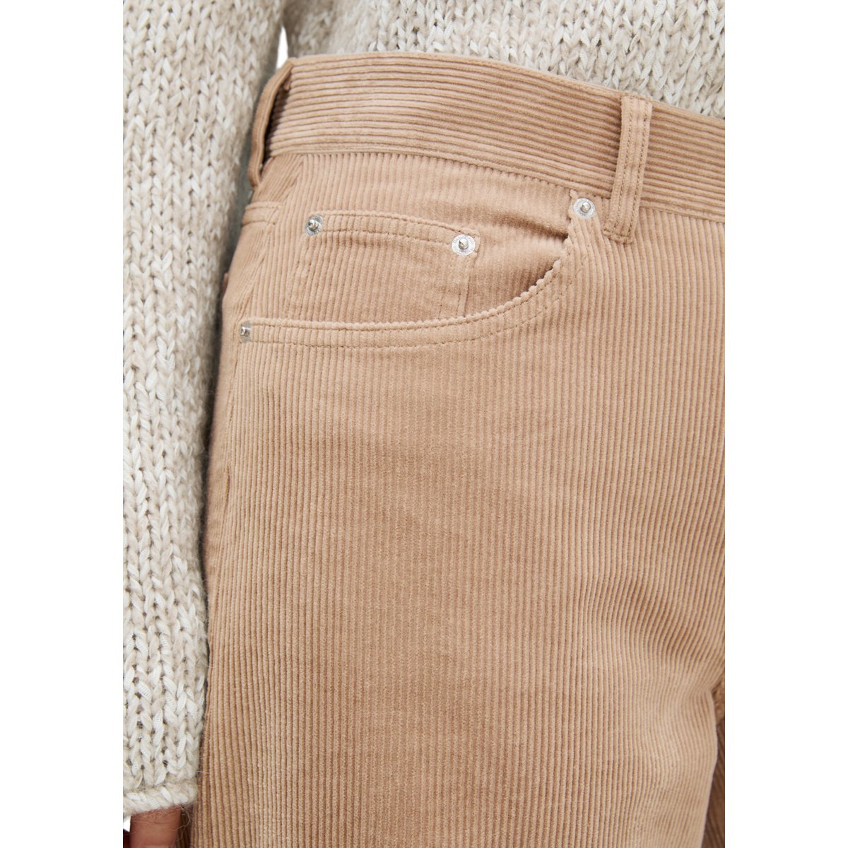 Pantalon en velours côtelé, coupe droite en coton bio extensible beige, MARC O'POLO