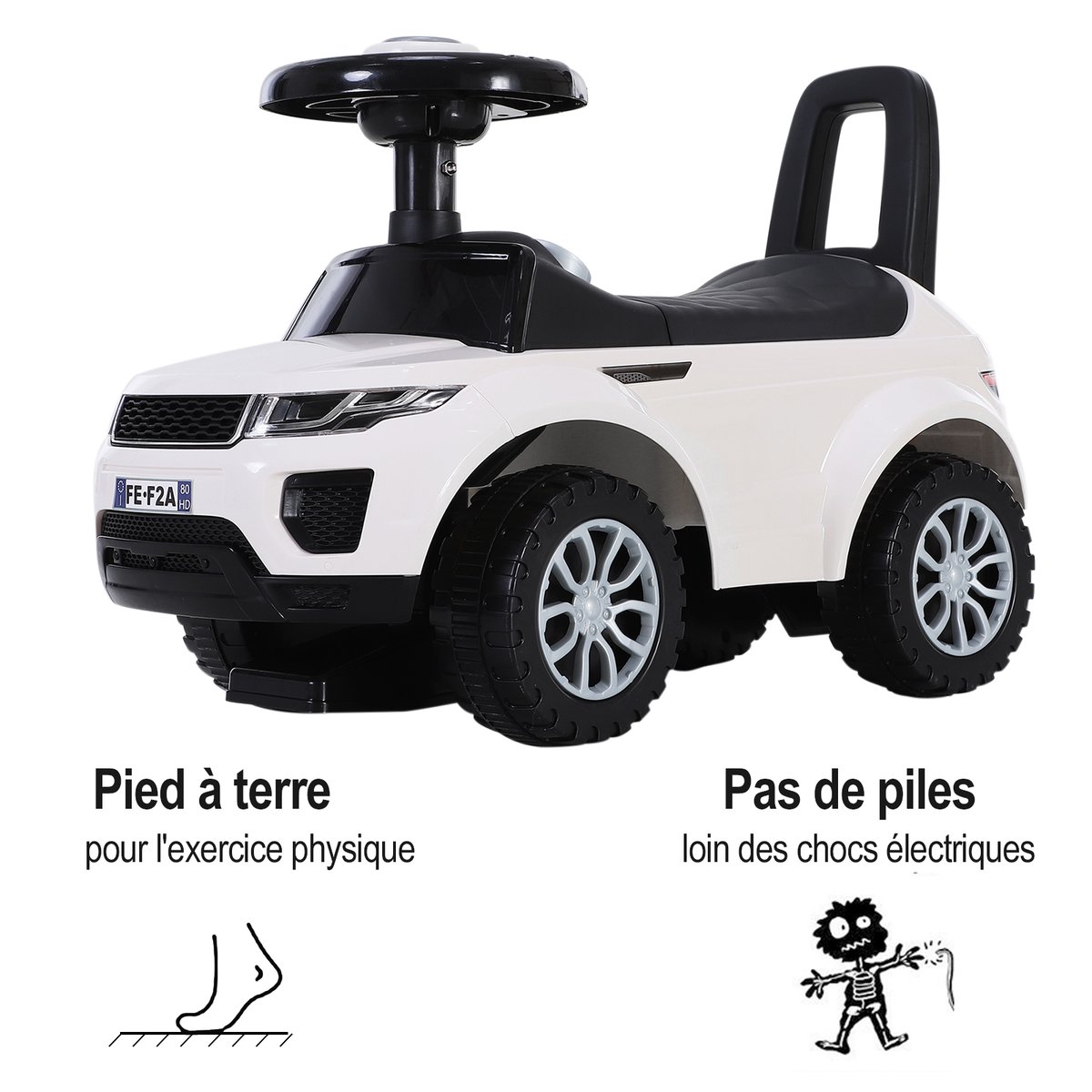 Voiture à glissière pour enfants Plastique blanc, HOMCOM