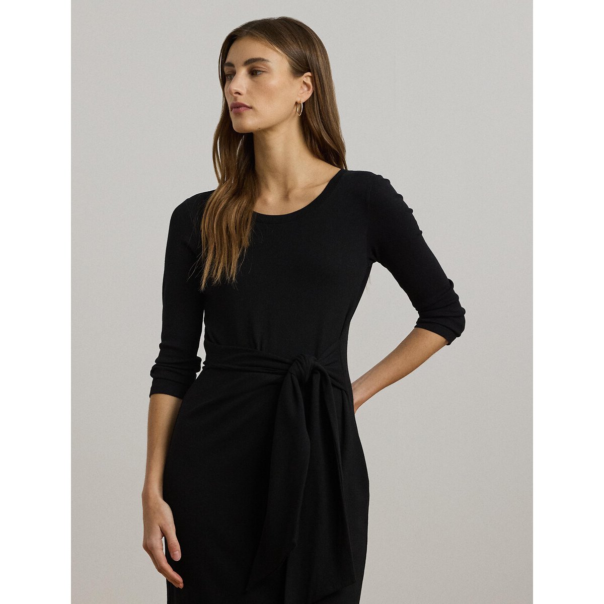 Abito longuette con scollo rotondo e maniche lunghe, IMALAH nero , LAUREN RALPH LAUREN