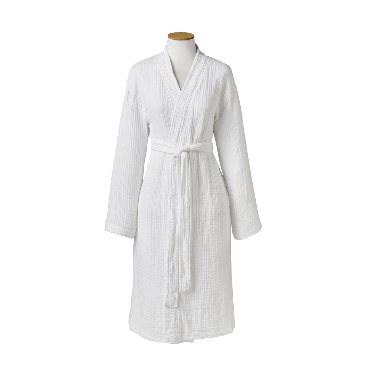 Peignoir uni en gaze de coton, 220gr/m², BONHEUR blanc, ESSIX