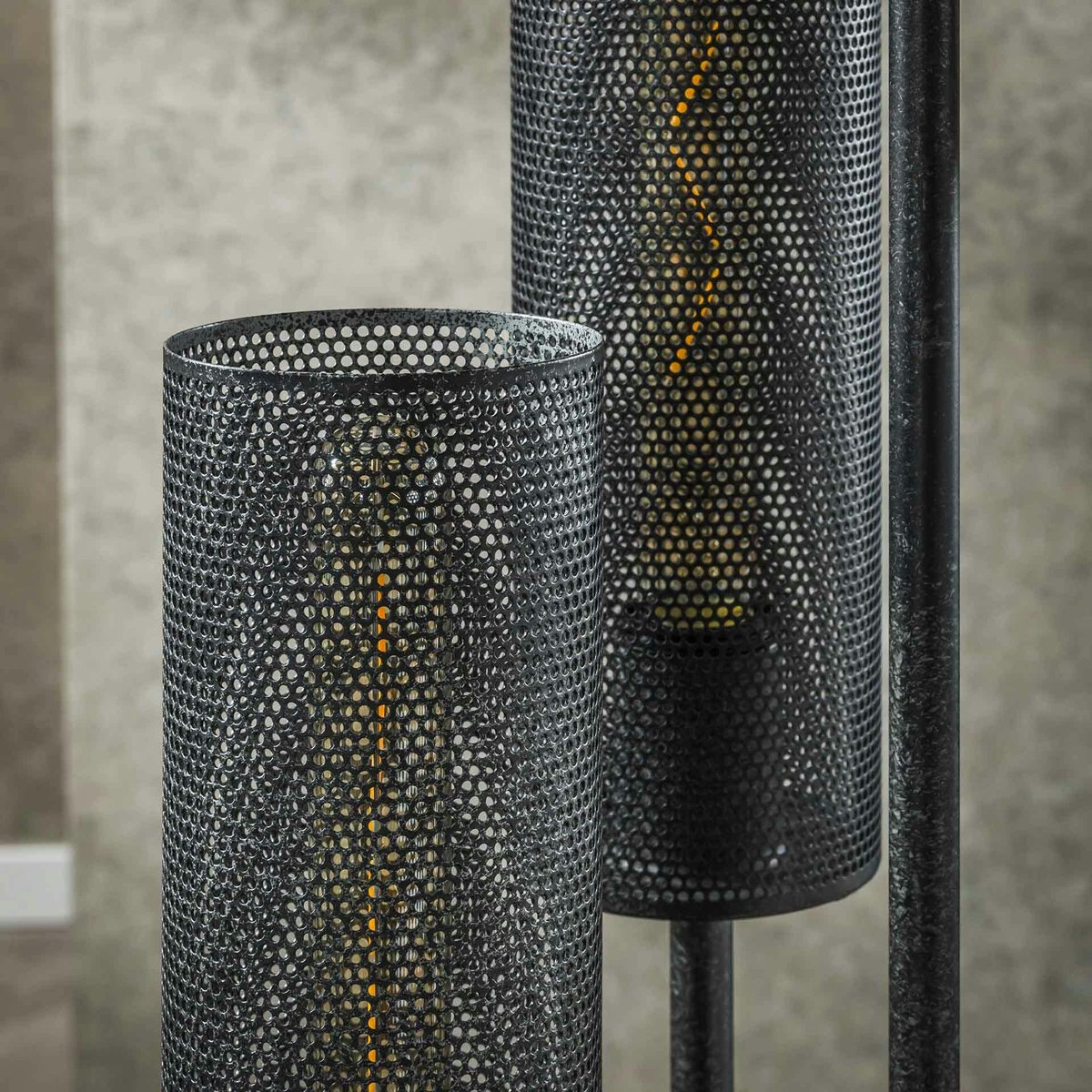 Lampadaire contemporain grillagé 5 abat-jour RALF noir, PIER IMPORT