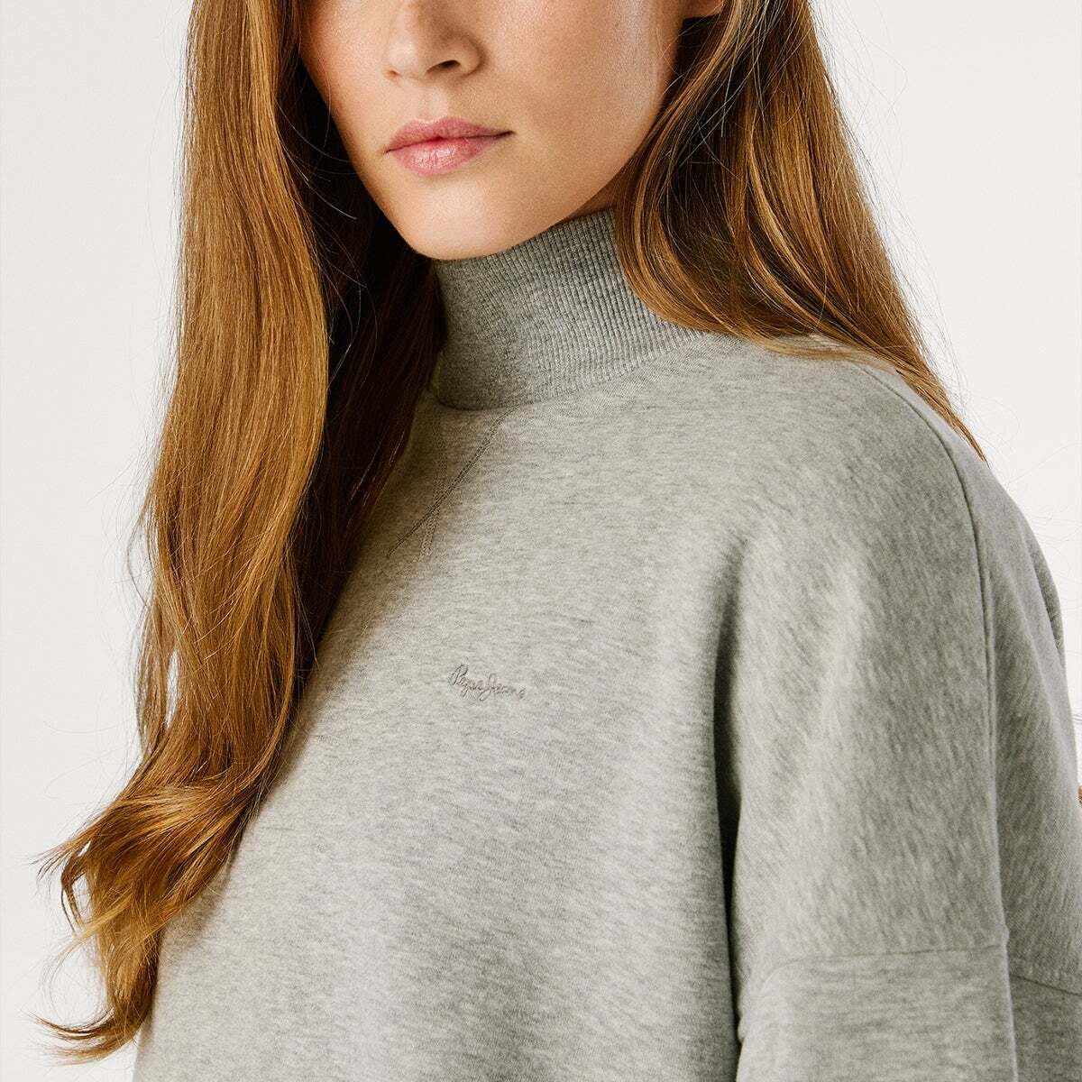 Sweat À Col Côtelé Avec Logo gris, PEPE JEANS