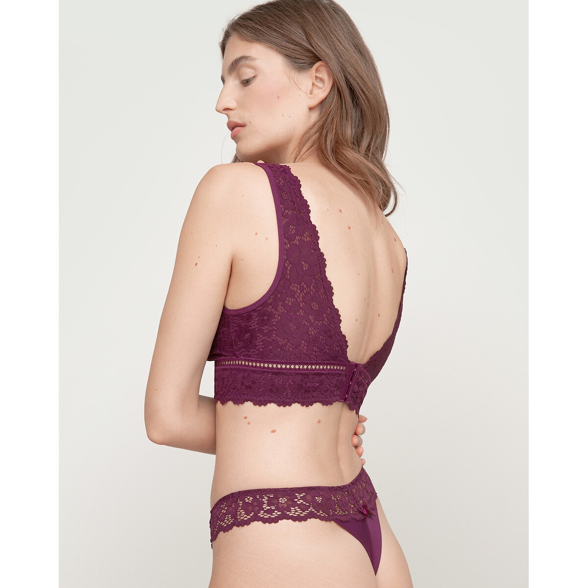 Lot de 2 tangas en dentelle et microfibre Girofle caramel, LA REDOUTE COLLECTIONS