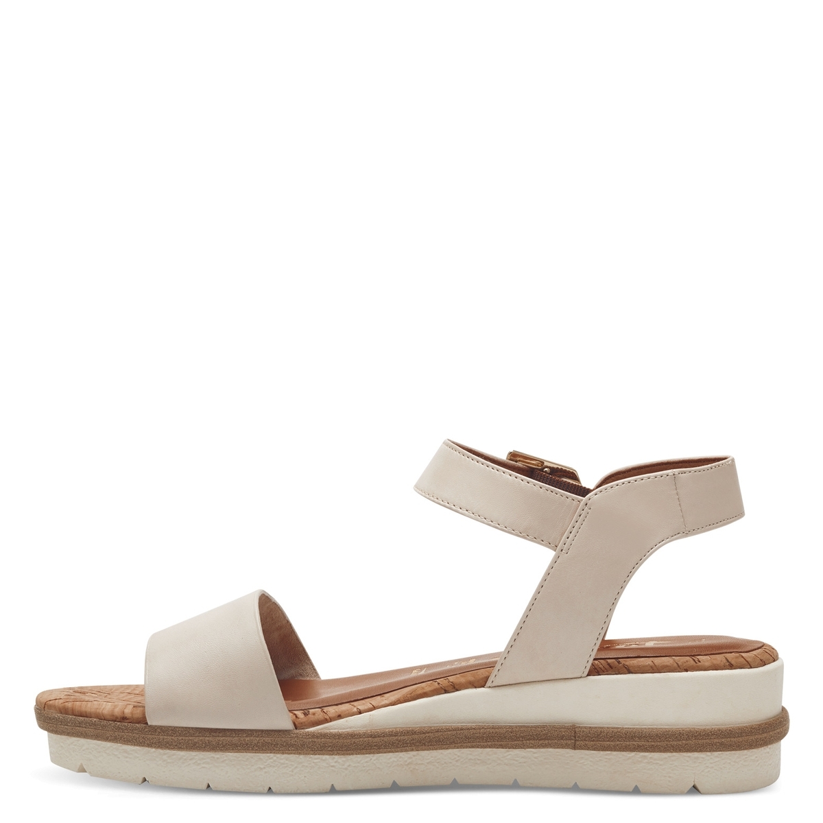 Sandale à talon en cuir beige ivoire, TAMARIS