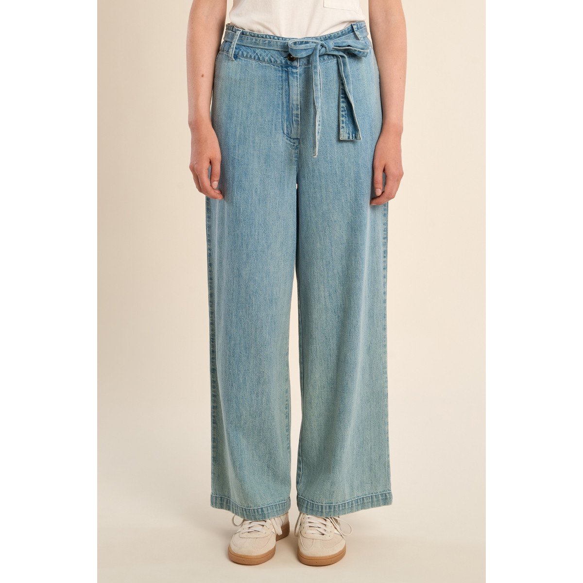 Pantalon taille haute, en coton bleu, MOLLY BRACKEN
