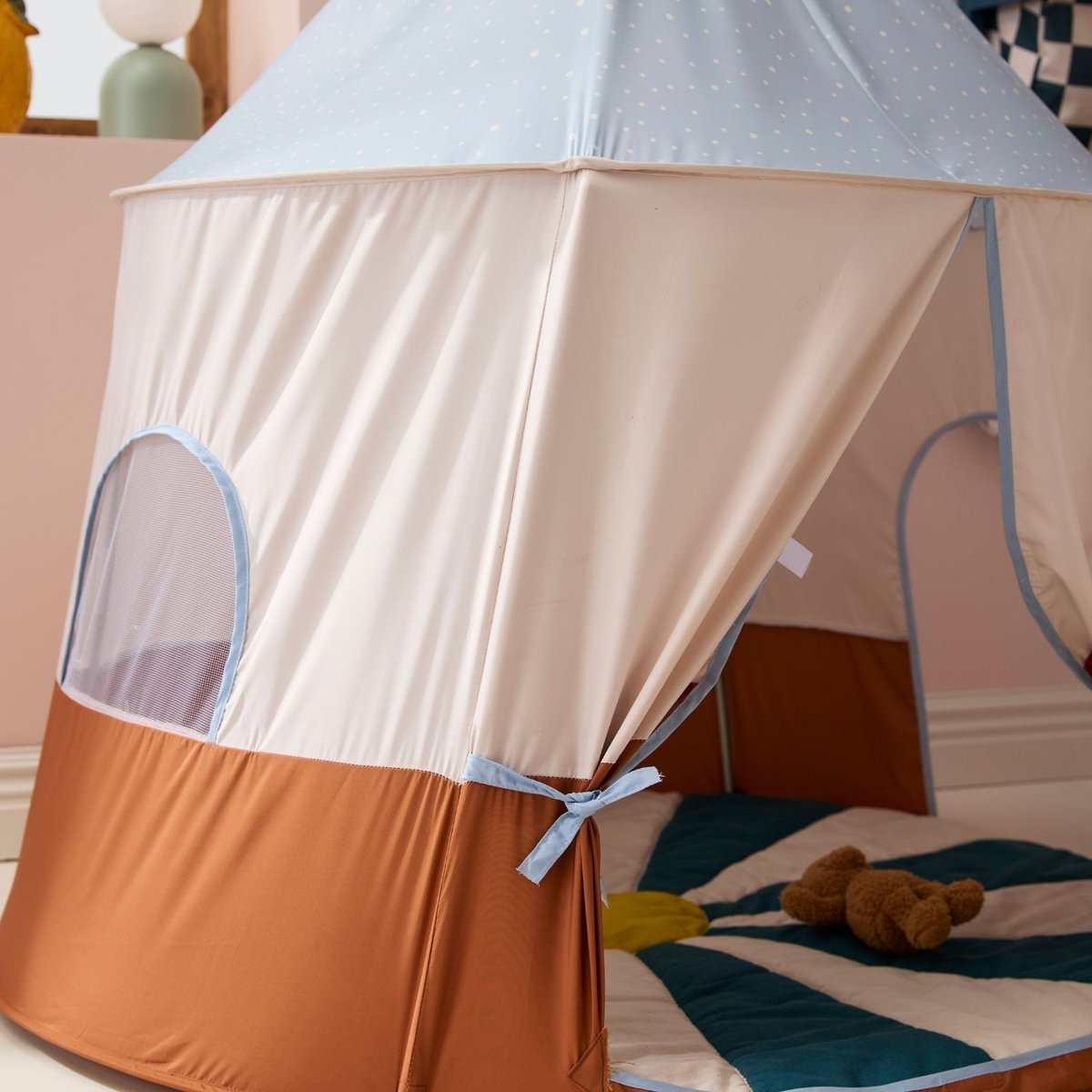 Tente de jeu bleu, écru, marron, KID'S CONCEPT