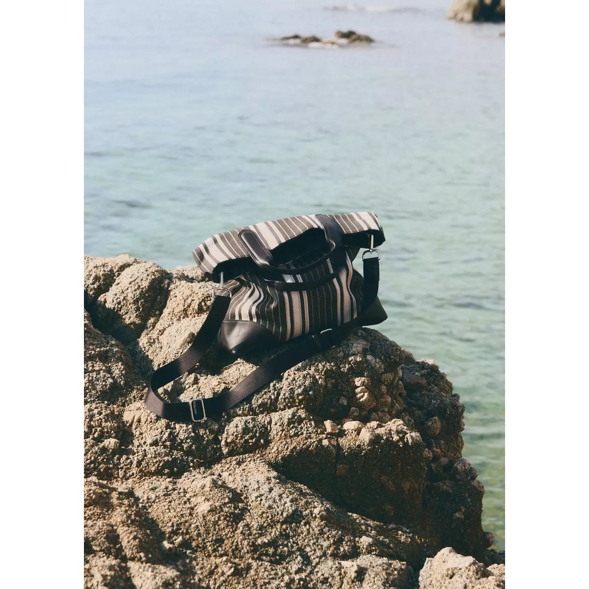 Sac cabas à rayures marron, MANGO MAN