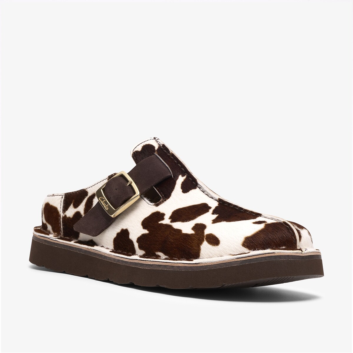 Mules en cuir suède Solsbury Mule, vache marron/blanc, CLARKS