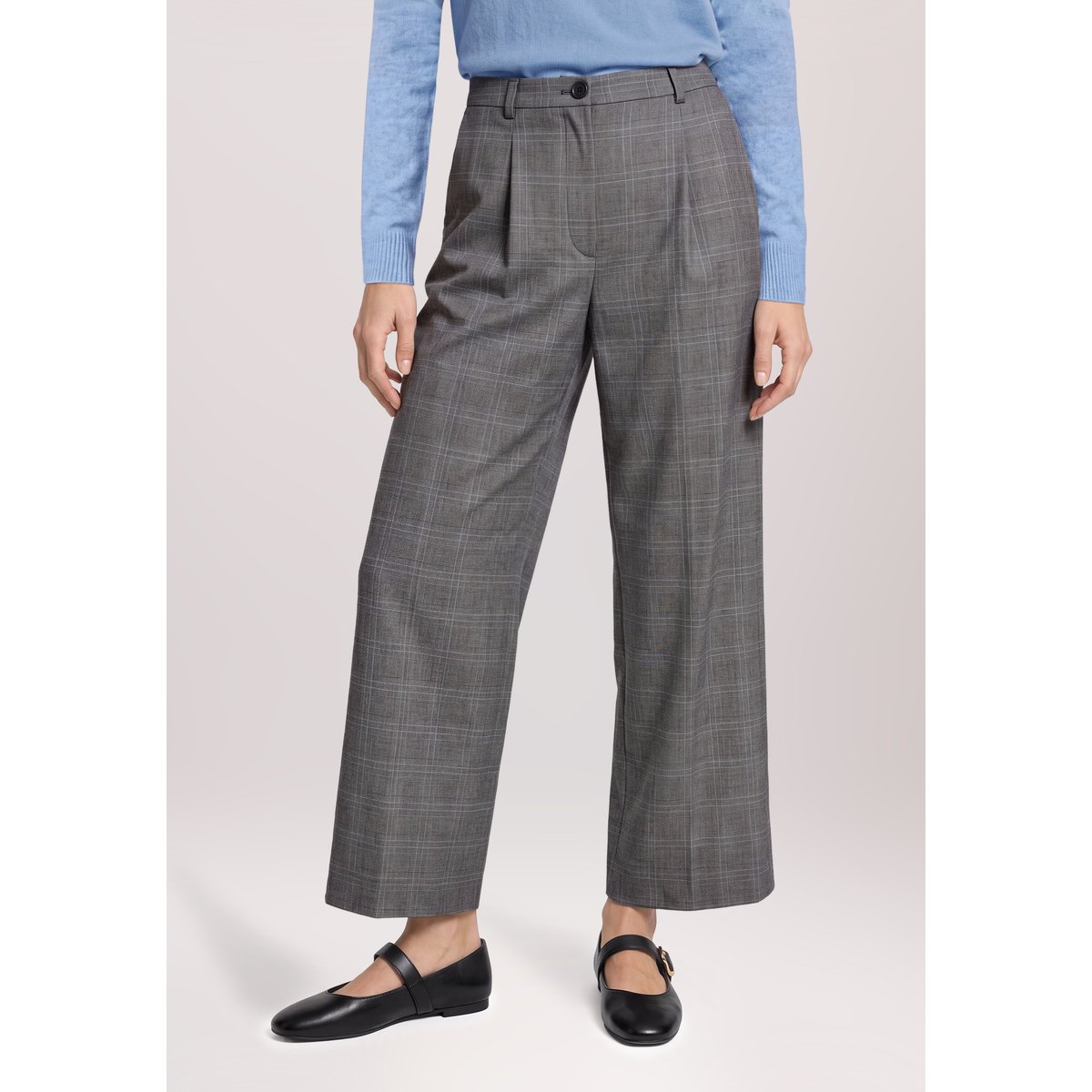 Pantalon à carreaux à jambes larges gris/noir, BETTY & CO