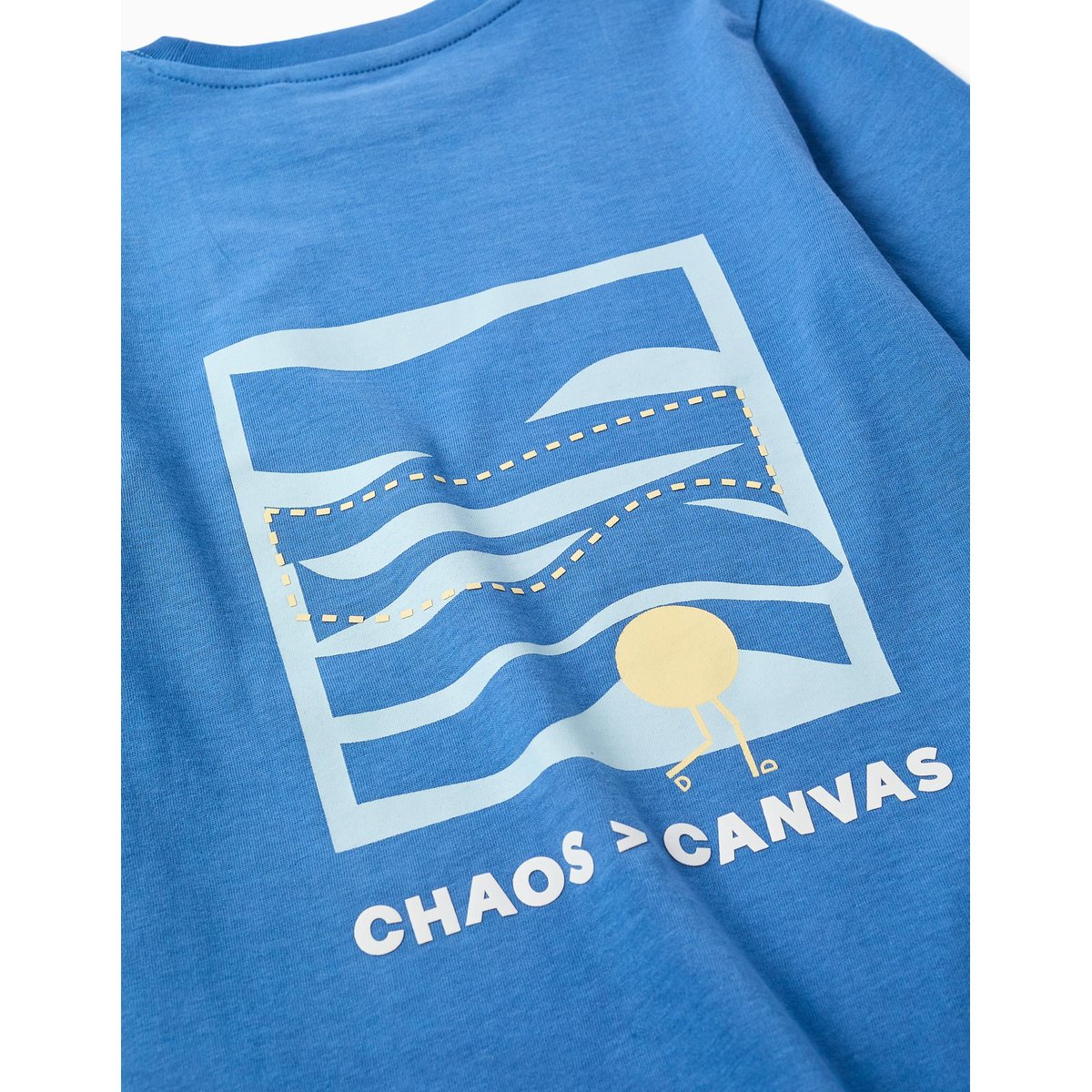 T-shirt en coton à manches longues avec imprimé Making Art bleu, ZIPPY