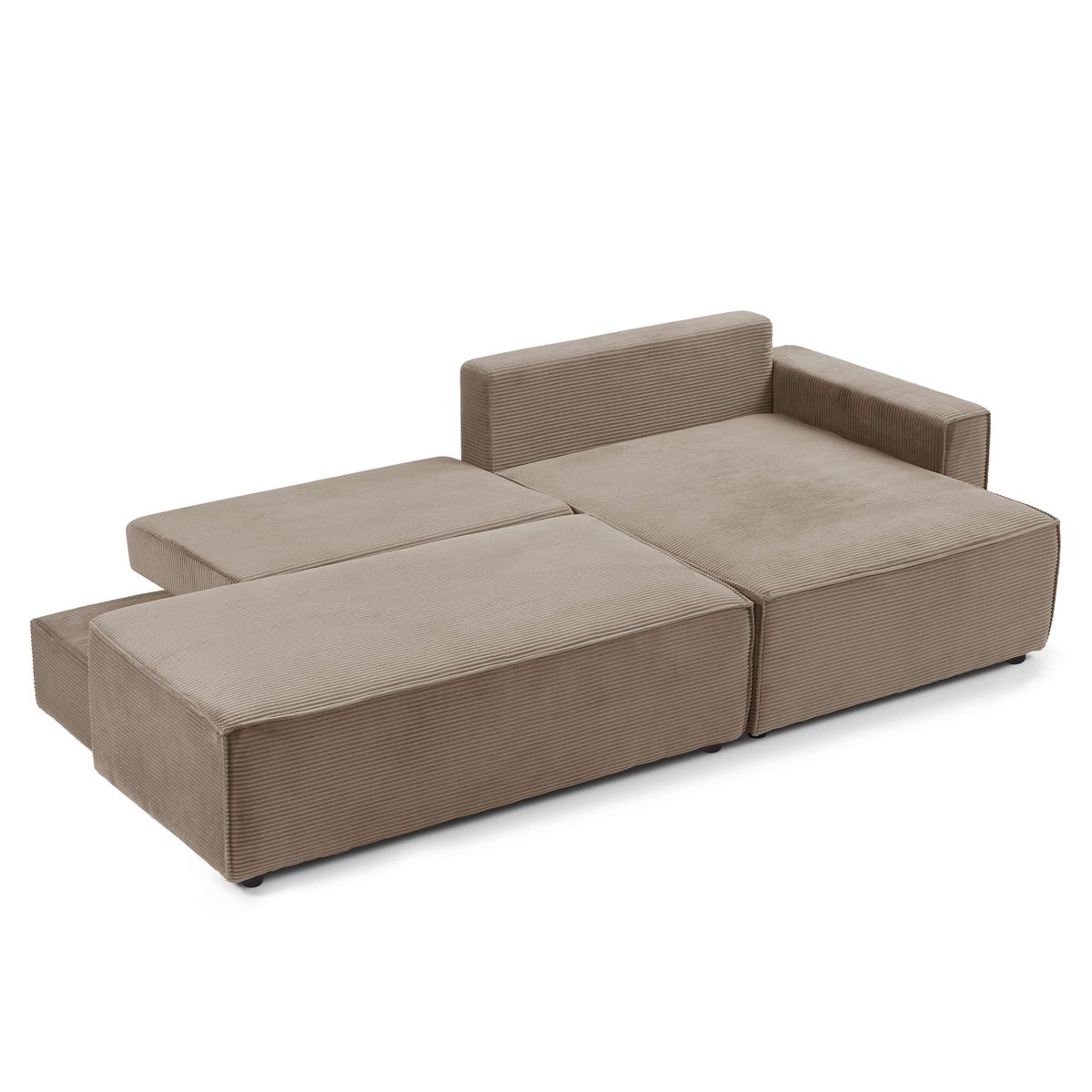 Canapé d'angle droit convertible velours  ZOLA taupe, BAÏTA
