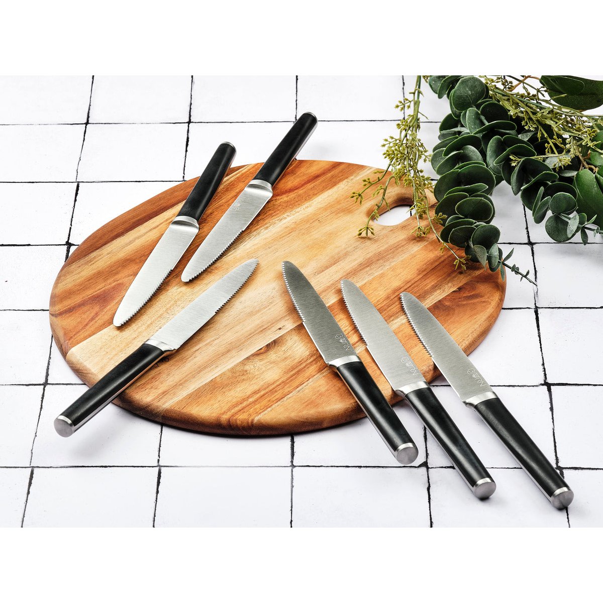 Lot de 6 couteaux à steak en inox, NUDE inox mat et noir mat, BJORN