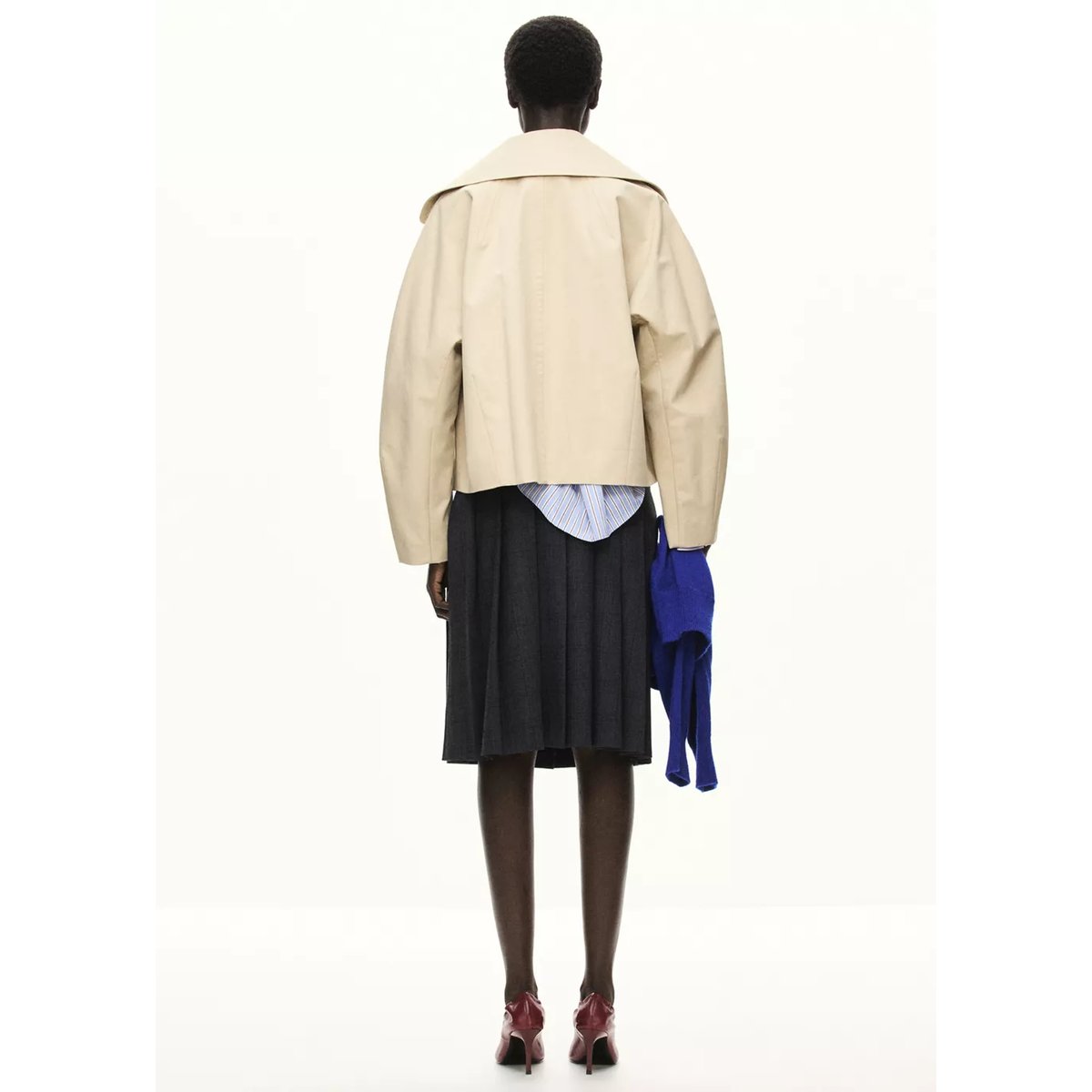 Jupe plissée carreaux gris, MANGO