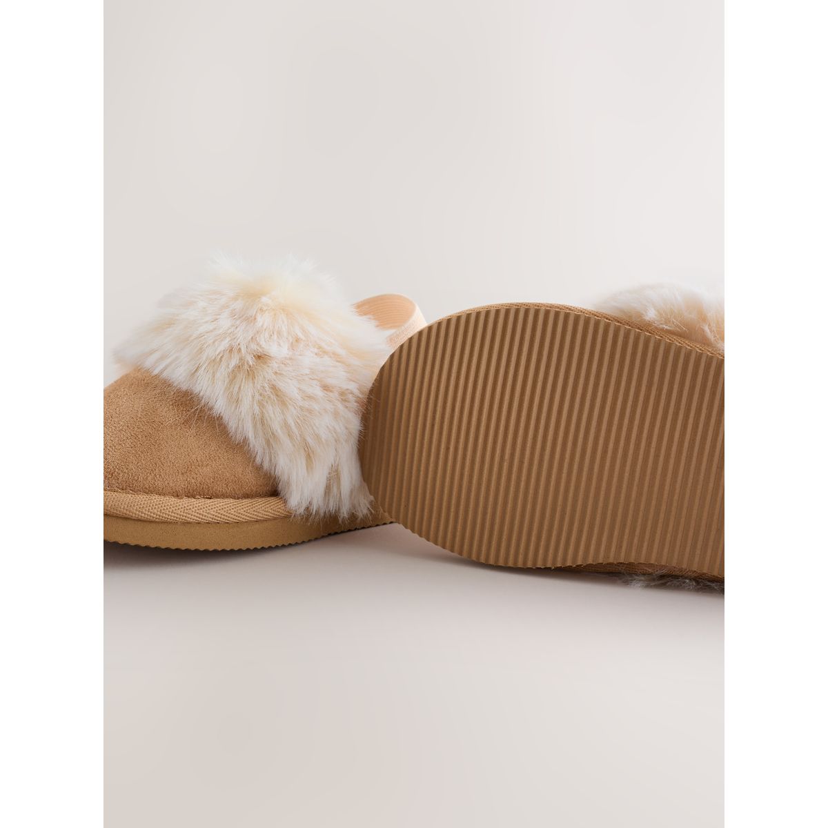 Chaussons mules doublés marron fauve, NEXT