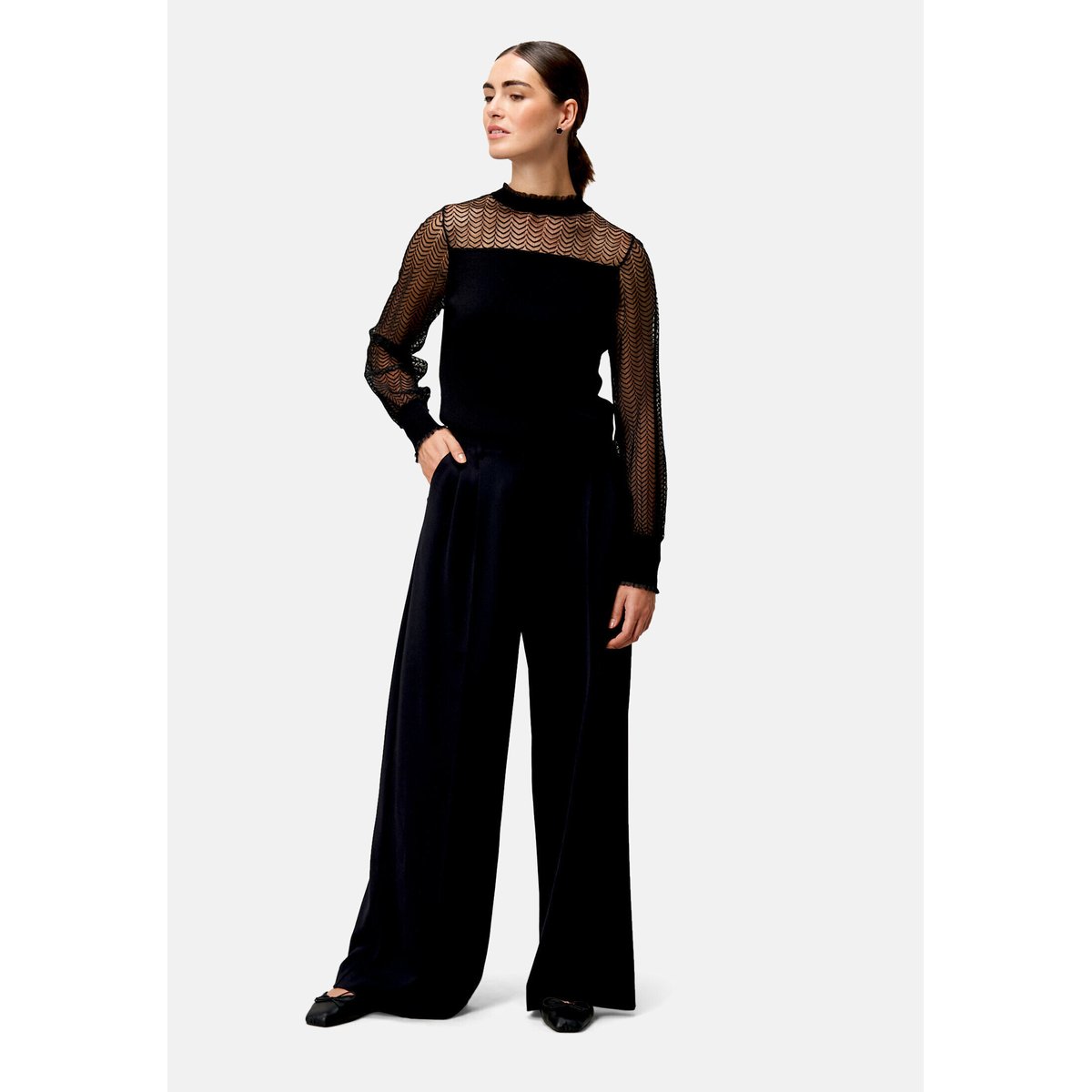 Pullover mit transparenten ärmeln black beauty, ZERO