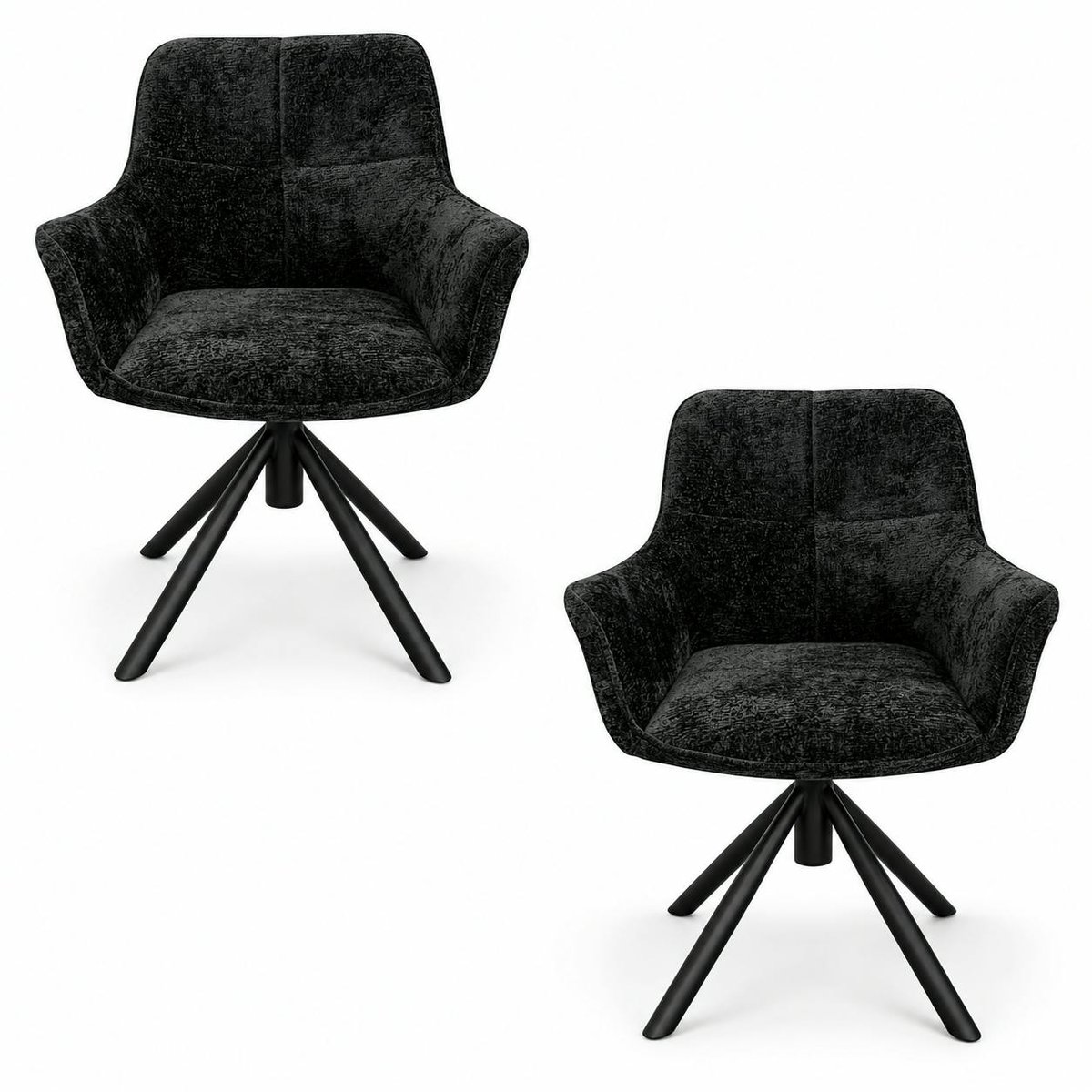 Fauteuil de table pivotant tissu noir (lot de 2) IENA noir, PIER IMPORT