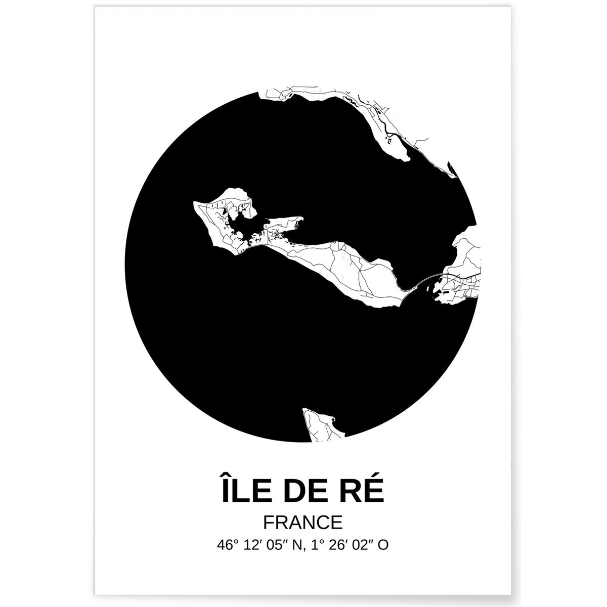 Affiche Carte Ile de Ré blanc, L'AFFICHERIE