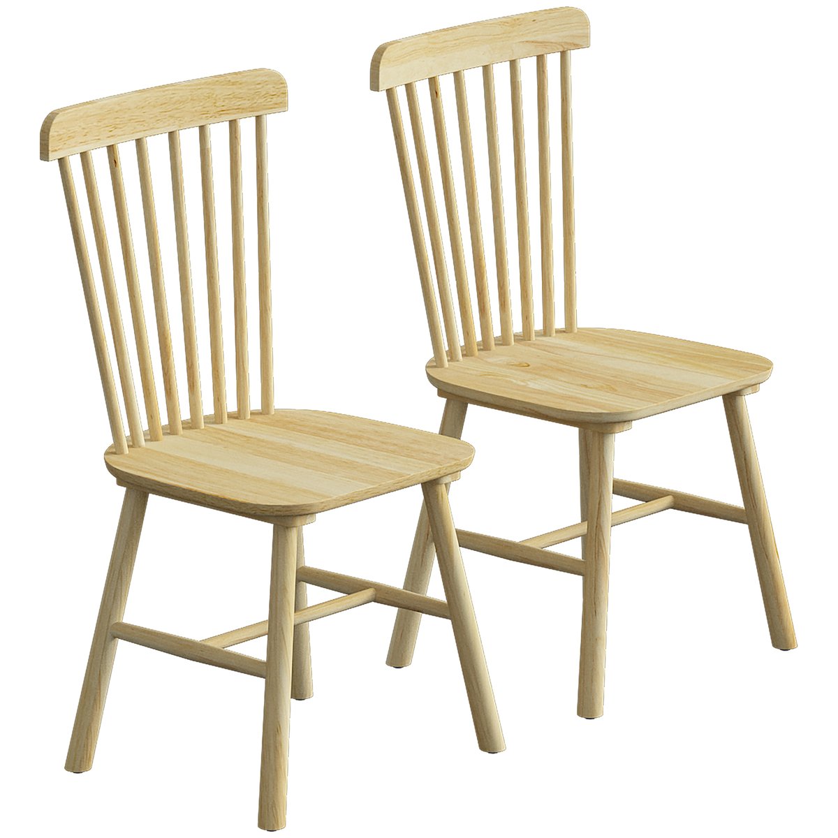 Chaise de salle à manger Bois d'hévéa Bois bois naturel, HOMCOM