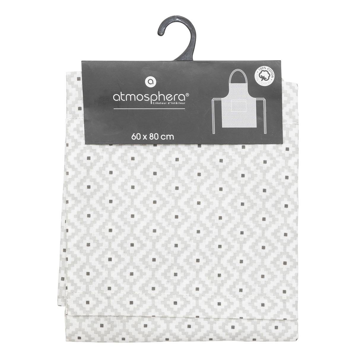 Tablier de cuisine imprimé ETNIK gris, ATMOSPHERA