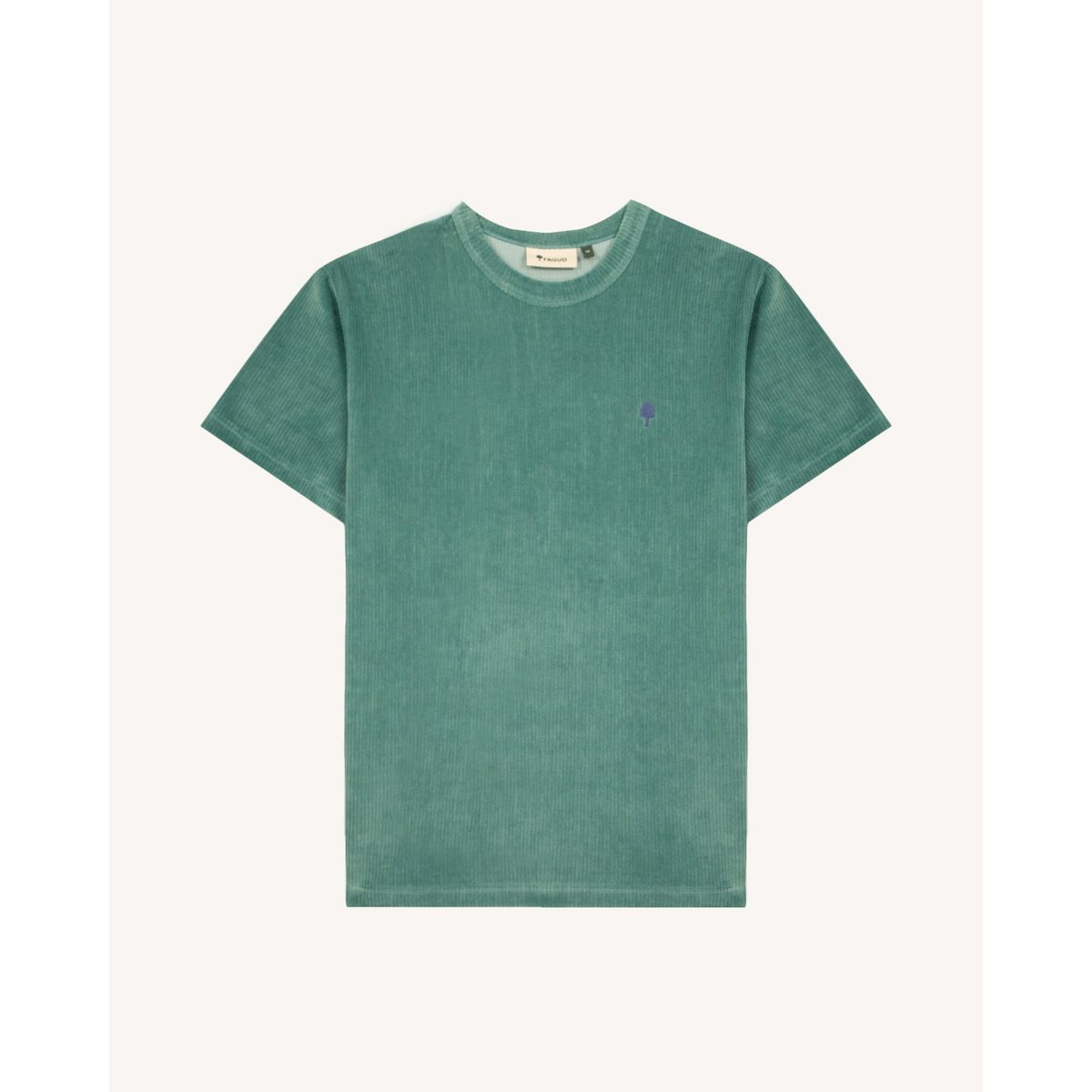 T-shirt en maille aspect velours vert clair grisé, FAGUO