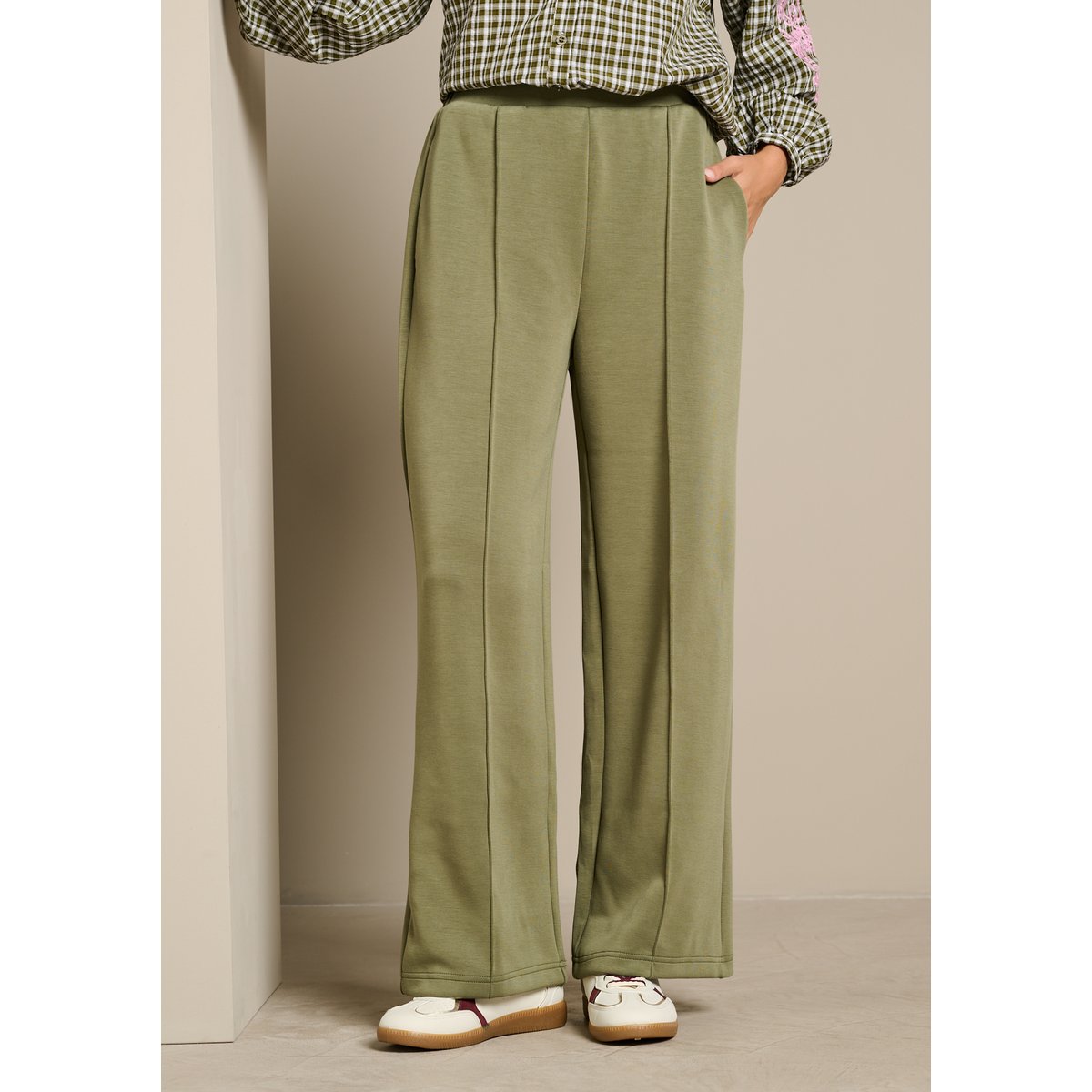 Pantalon modal à nervure devant khaki, LOLALIZA