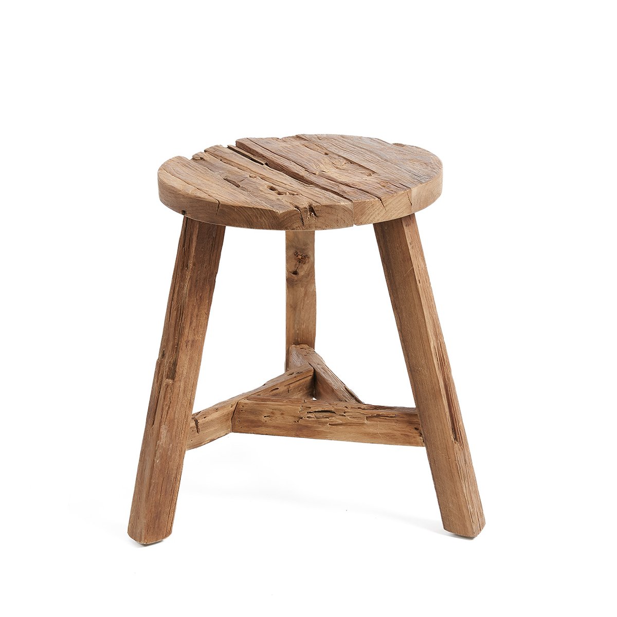 Tabouret en bois de teck récupéré YATAI beige, BAZAR BIZAR