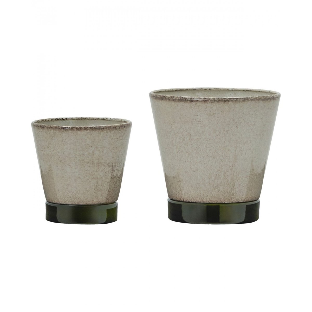 Lot de 2 cache-pots en céramique Lima beige, vert, HOUSE DOCTOR