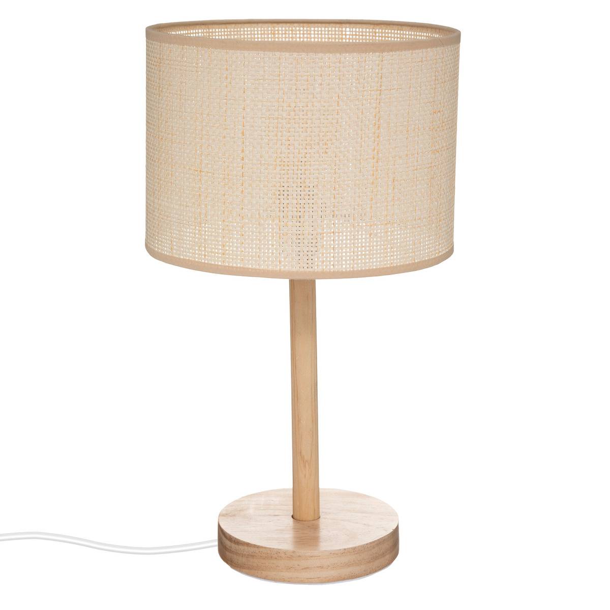 Lampe à poser en bois de pin abat-jour en paille DELLA beige, ATMOSPHERA
