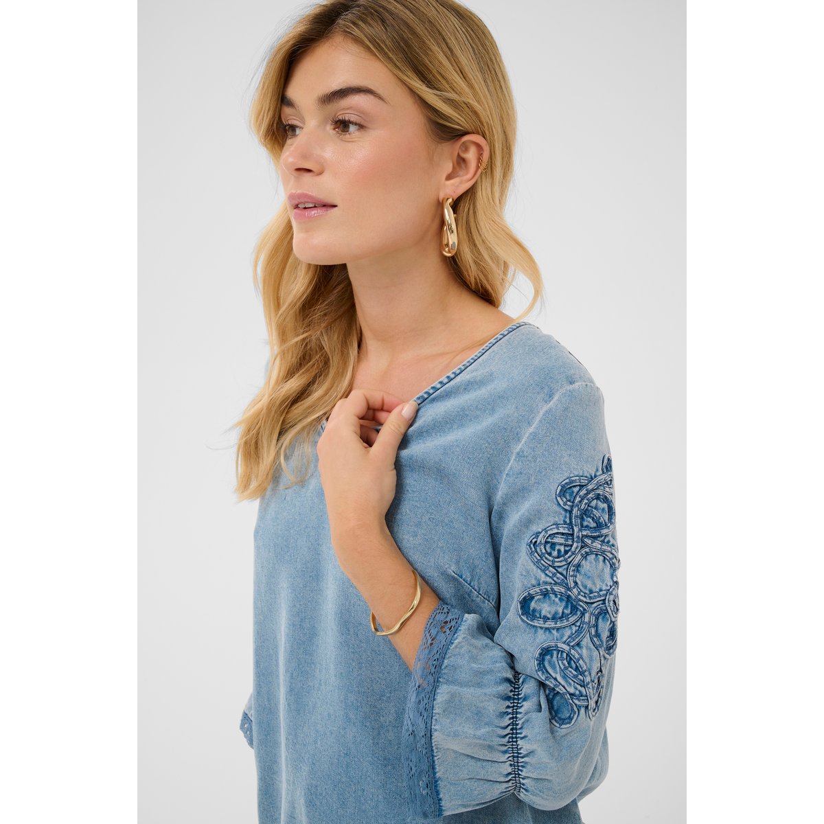 Blouse à manches longues bleu seattle mid blu denim, CREAM