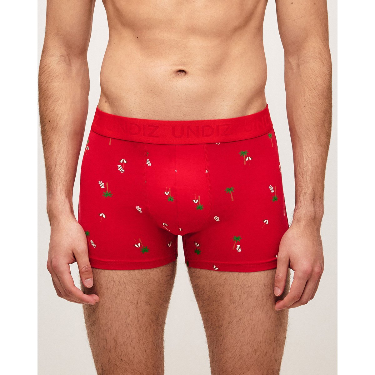 Boxer en coton motifs plage REPEATIZ PARAS rouge, UNDIZ