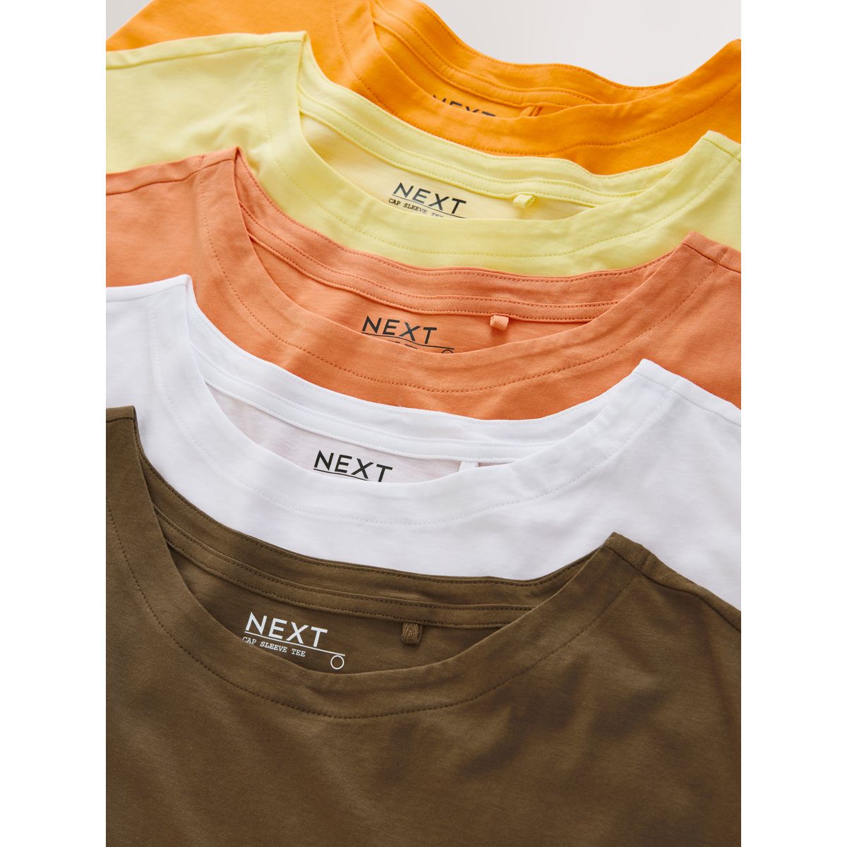 T-shirt à mancherons et col v, lot de 5 marron/orange/jaune/blanc, NEXT