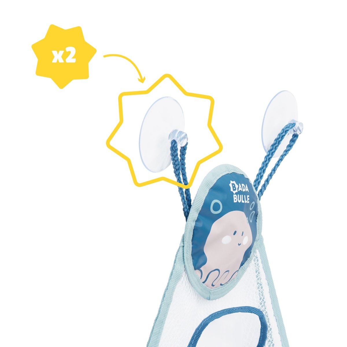Filet de bain rangement hygiénique grande contenance bleu, BADABULLE