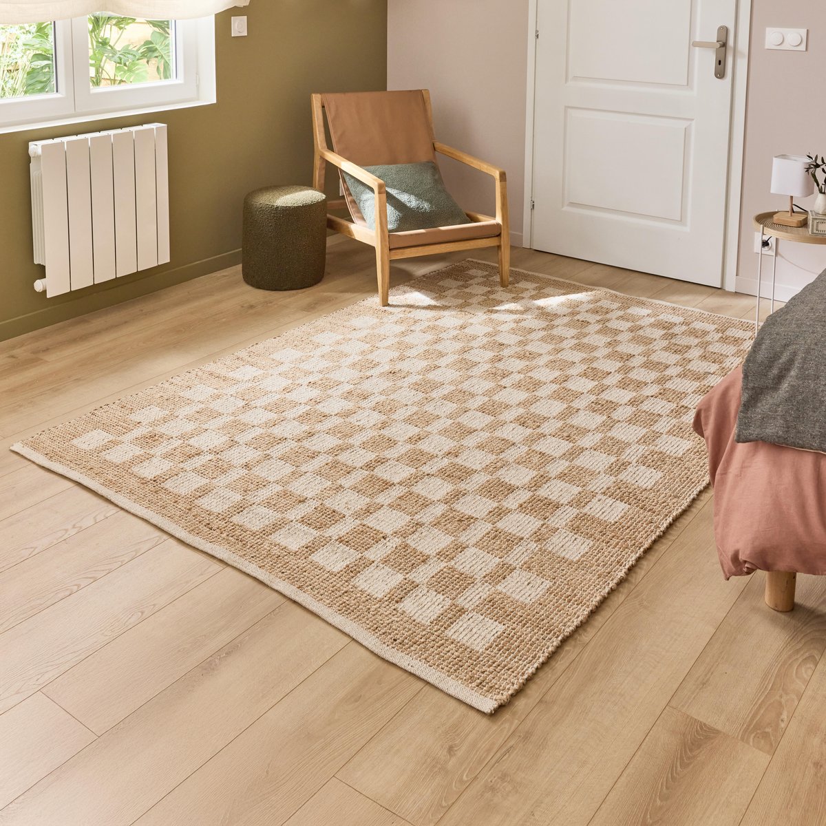 Tapis en jute, CHECKS beige, INSPIRE