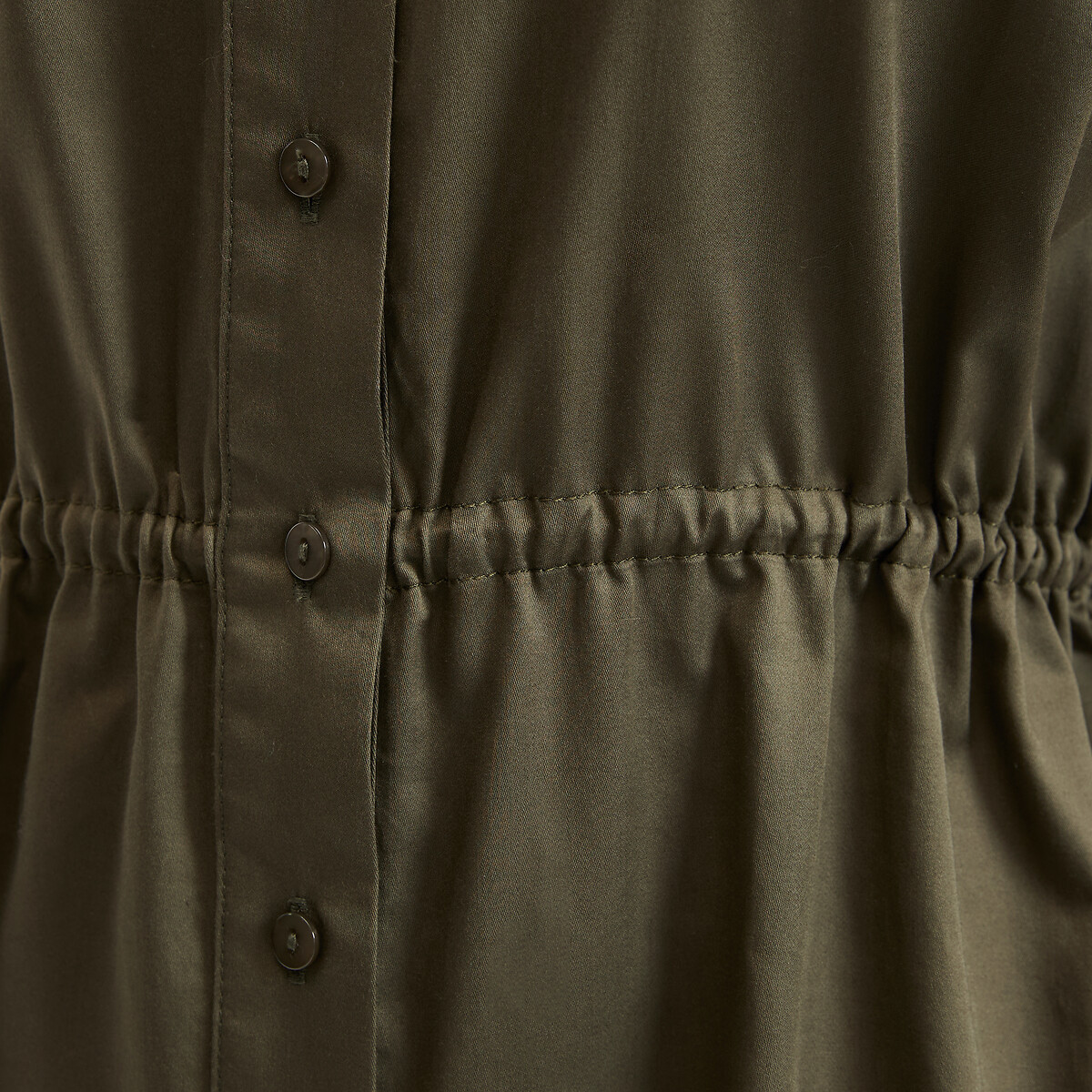 Robe longue resserrée à la taille, col chemise vert kaki, LA REDOUTE COLLECTIONS