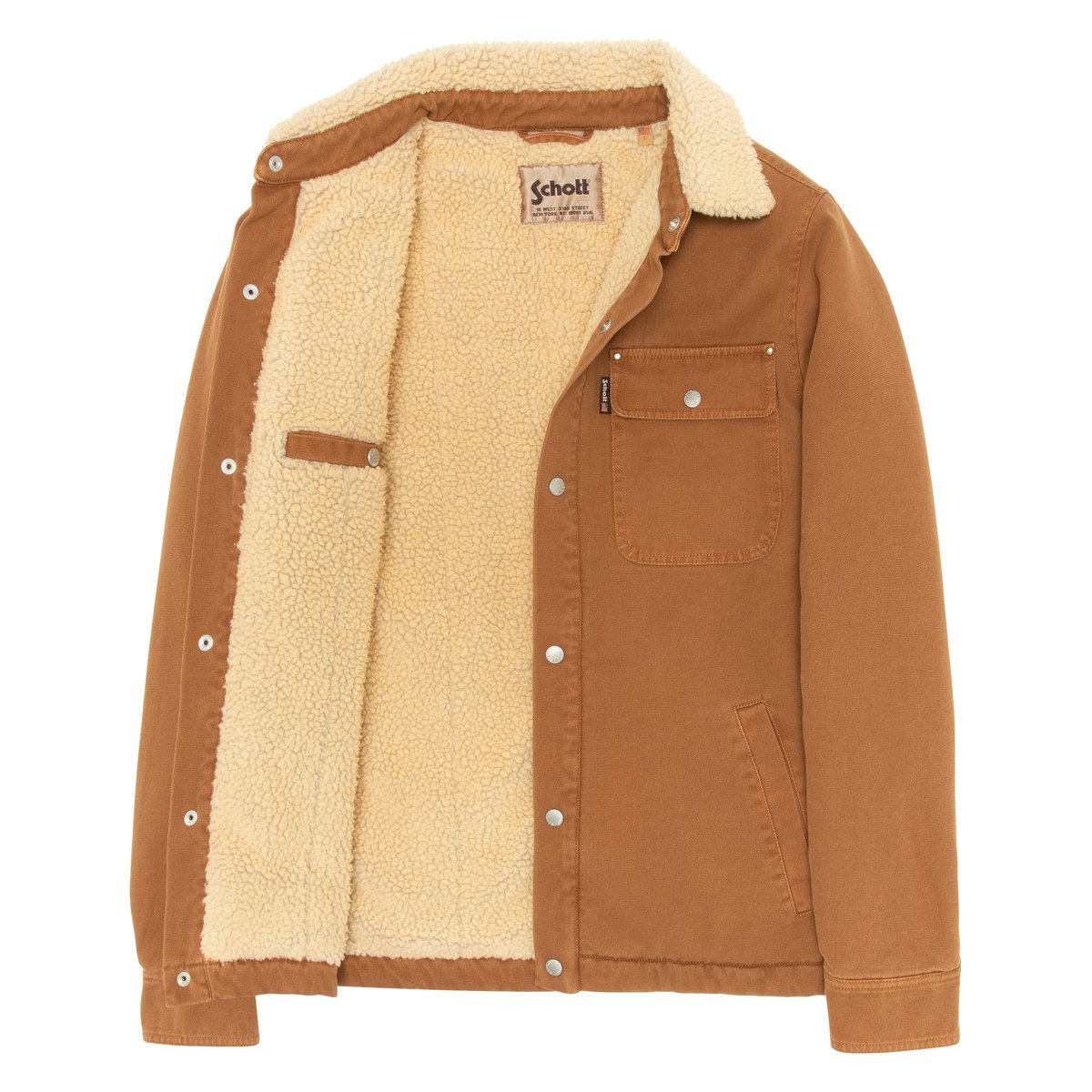 Blouson trucker doublé sherpa camel, SCHOTT